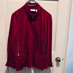 Dark Red Ponte Knit Jacket by Chico's - Size 3